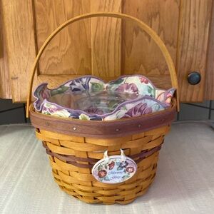 Longaberger 2000  Morning Glory Basket w/Liner, Double Protector , Tie On